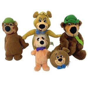 Set of 5 Vintage Hanna-Barbera Yogi Bear Boo Boo Cartoon Plush Stuffed Toys